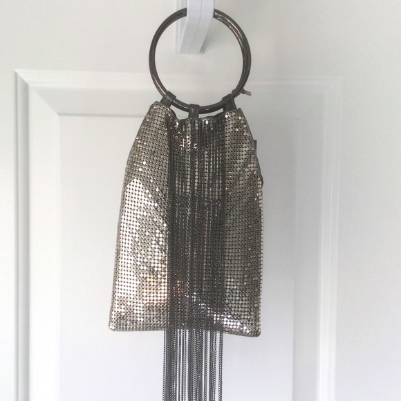 Whiting & Davis Handbags - Whiting & Davis Cascade Fringe Metal Mesh Bracelet Clutch NWT